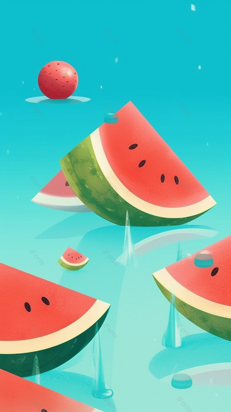 蓝色创意冰镇西瓜插画,插画/手绘图,插画/手绘图库,插画/手绘图下载,插画/手绘